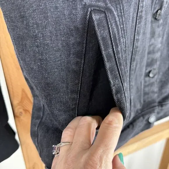 KanCan Los Angles Black Denim Bomber Jacket #1292 Size XL - Picture 2 of 6